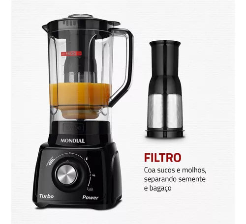 Liquidificador Turbo Power 2,2 L Potência De 550w  Mondial 110v