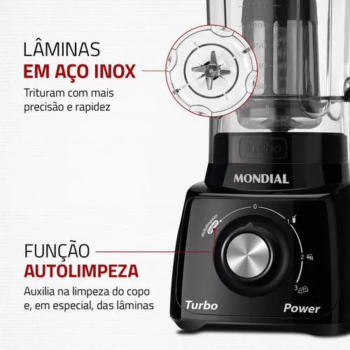 Liquidificador Turbo Power 2,2 L Potência De 550w  Mondial 110v