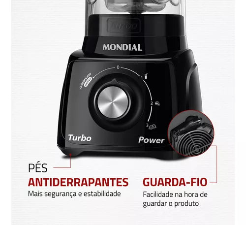 Liquidificador Turbo Power 2,2 L Potência De 550w  Mondial 110v