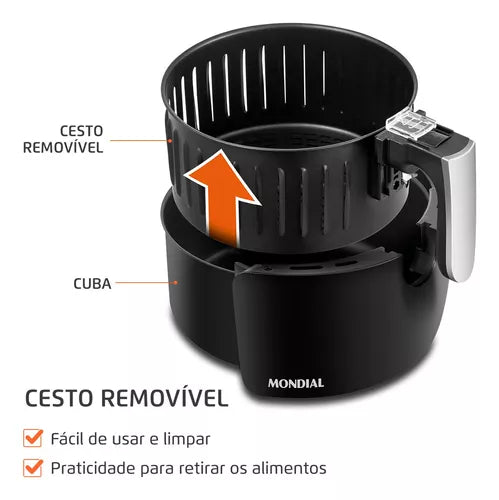 Fritadeira Sem Óleo Air Fryer 3,5L Mondial Preto/Inox (PROMO BLACK)