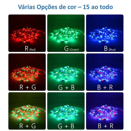 Fita LED RGB 3528 com 5 Metros + Controle Remoto