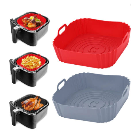 KIT Formas de Silicone Quadrada Antiaderente Air Fryer e Forno